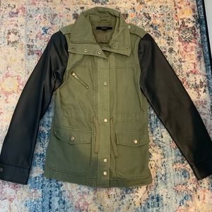 Military jacket w/ leather sleeves